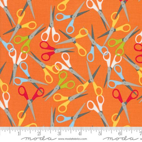 Back To School Scissors Cotton Fabric - Orange 20894 13