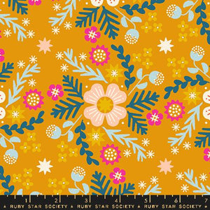 Pivot Wildflower Linen Cotton Canvas Fabric - Goldenrod RS1079 14L