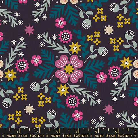 Pivot Wildflower Linen Cotton Canvas Fabric - Eggplant RS1079 15L