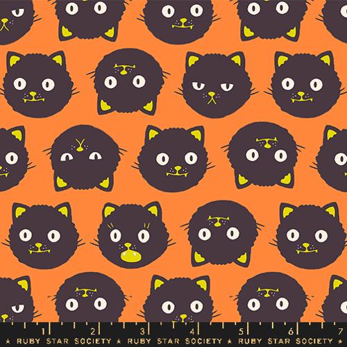 Good Spirits Scaredy Cats Cotton Fabric - Pumpkin RS5137 12G