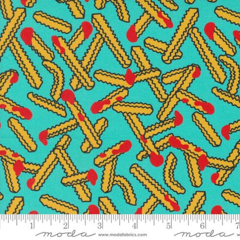 Snack Shack Lay Off Me I'm Starving Cotton Fabric - Blue Razz 11942 20