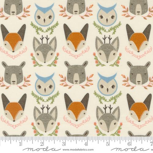 Woodland Wonder Bobble Heads Cotton Fabric - Cloud 48392 11