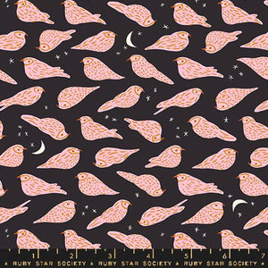 Bird Is The Word Whippoorwill Cotton Fabric - Soft Black RS3078 16