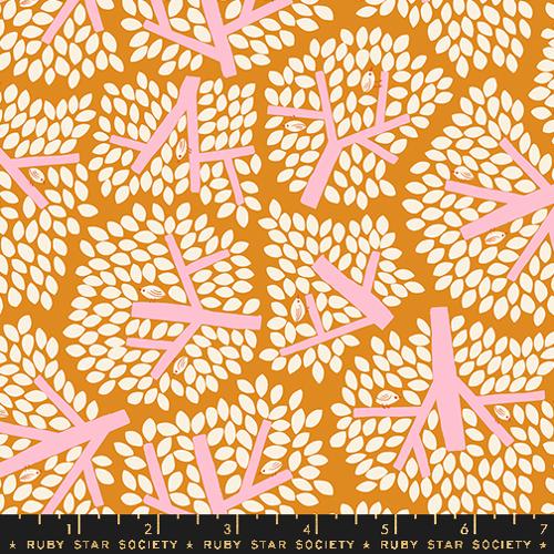 Bird Is The Word Canopy Cotton Fabric - Turmeric RS3080 14