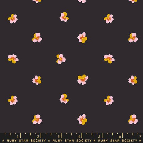 Bird Is The Word Violet Cotton Fabric - Soft Black RS3083 17