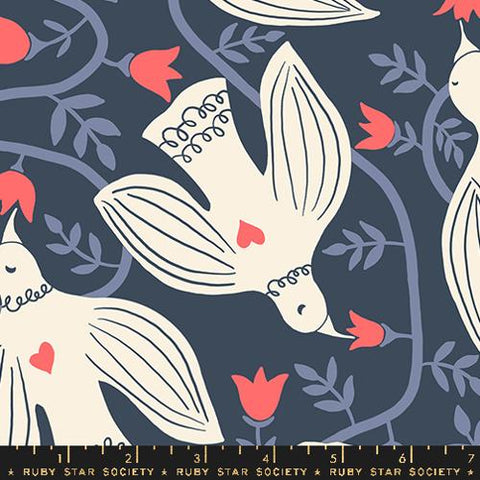 Endpaper Hummingbirds Linen Cotton Fabric - Smoke RS6048 16L