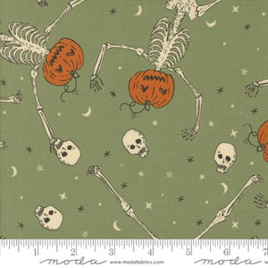 Home Sweet Haunt Dancing Pumpkins Cotton Fabric - Moss 20913 15