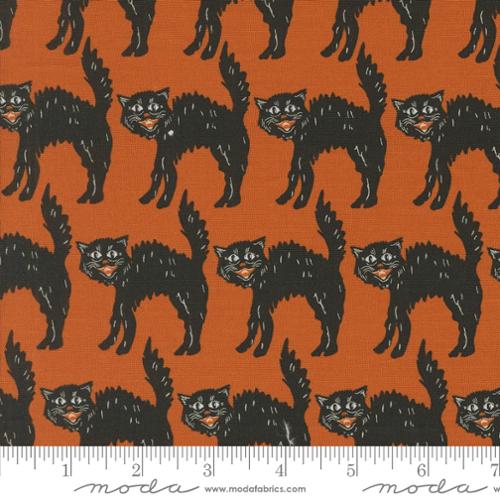 Home Sweet Haunt Little Black Cat Cotton Fabric - Rust 20915 13