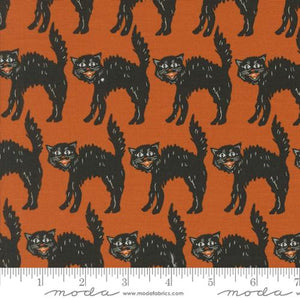 Home Sweet Haunt Little Black Cat Cotton Fabric - Rust 20915 13