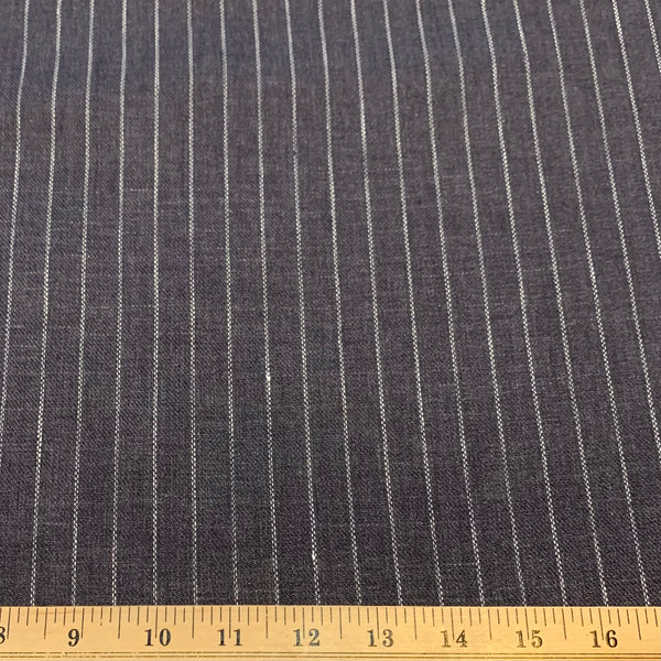 Linen Pinstripe Fabric - Grey