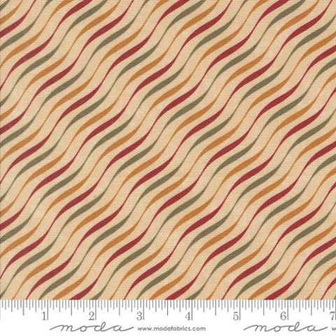A Vintage Christmas Candy Stripe Cotton Fabric - Tan 9783 11