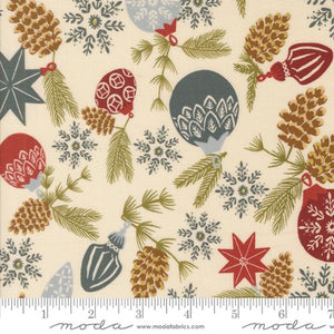 Old World Yuletide Branch and Baubles Cotton Fabric -Eggshell 45621 11M