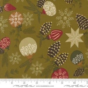 Old World Yuletide Branch and Baubles Cotton Fabric - Pickle 45621 12M