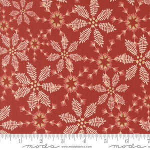 Old World Yuletide Snowy Lace Cotton Fabric - Poinsettia 45624 18M