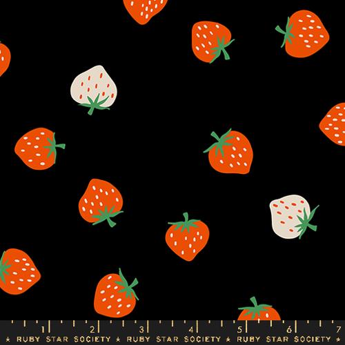 Strawberry Toss Cotton Fabric - Black RS3085 22