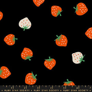Strawberry Toss Cotton Fabric - Black RS3085 22