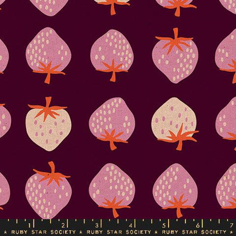 Strawberry Cotton/Linen Canvas Fabric -Deep Plum RS3087 17L