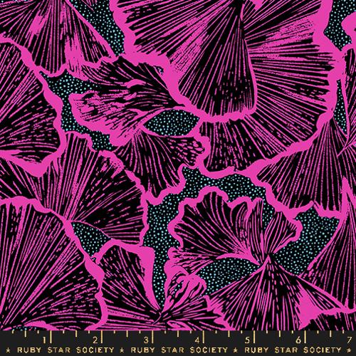 Glow Garden Gingko Cotton Fabric - Black RS2113 17