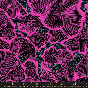 Glow Garden Gingko Cotton Fabric - Black RS2113 17