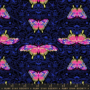 Glow Garden Morning Moth Cotton Fabric - Black RS2116 19