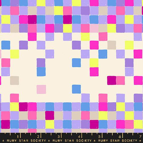Glow Garden Pixels Cotton Fabric - Natural RS2117 11