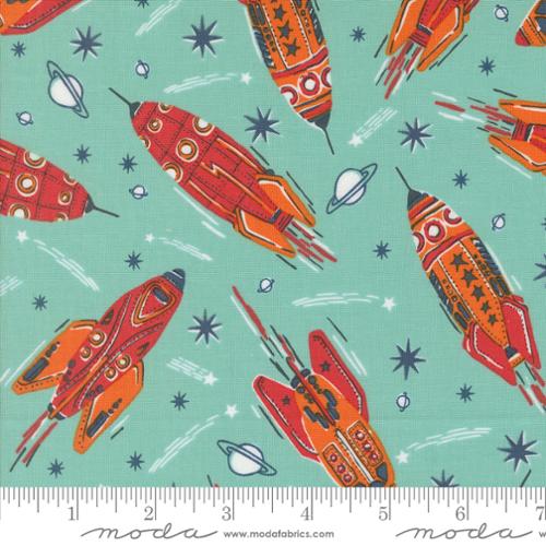 321 Blast Off Vintage Rockets Cotton Fabric - Blue Nebula 20950 17
