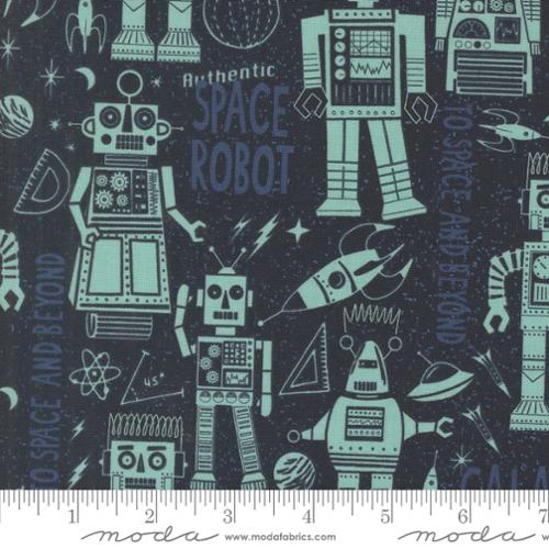 321 Blast Off Space Robot Cotton Fabric - Night Sky 20951 15