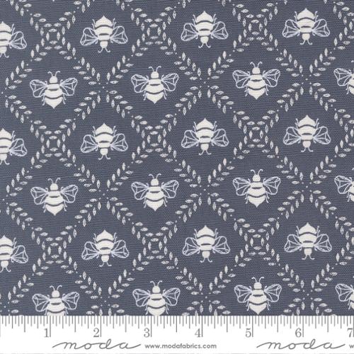 Sun Drenched Gathering Honey Cotton Canvas Fabric - Indigo 43204 35CV