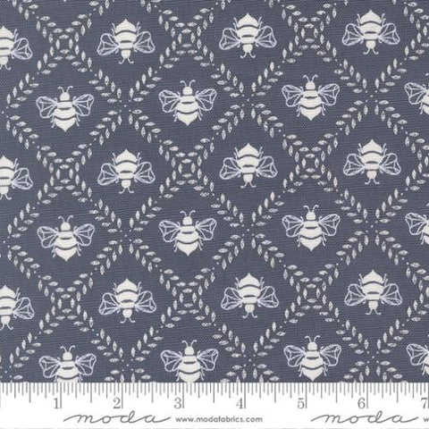Sun Drenched Gathering Honey Cotton Canvas Fabric - Indigo 43204 35CV