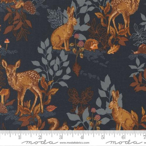 Autumn Forest Woodland Animals Cotton Fabric - Midnight 14120 16
