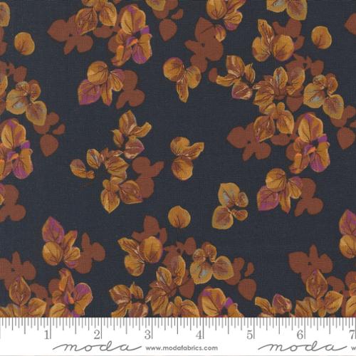 Autumn Forest Fallen Leaves Cotton Fabric - Midnight 14121 16