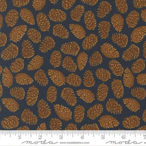 Autumn Forest Pinecones Cotton Fabric - Midnight 14124 16