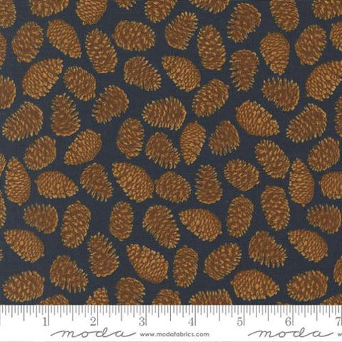 Autumn Forest Pinecones Cotton Fabric - Midnight 14124 16