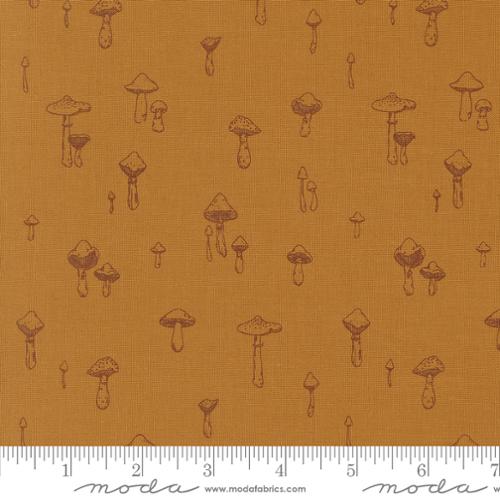 Autumn Forest Mushroom Mirage Cotton Fabric - Golden 14126 13