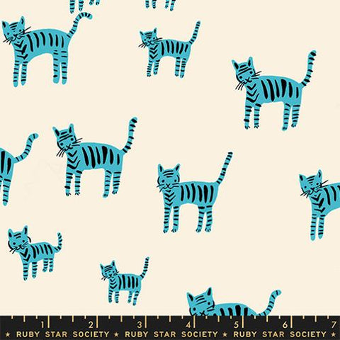 Catnap Tiger Stripes Cotton Quilting Fabric - Turquoise RS4132 14