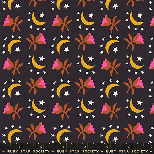 Catnap Moonflower Cotton Quilting Fabric - Black RS4133 16