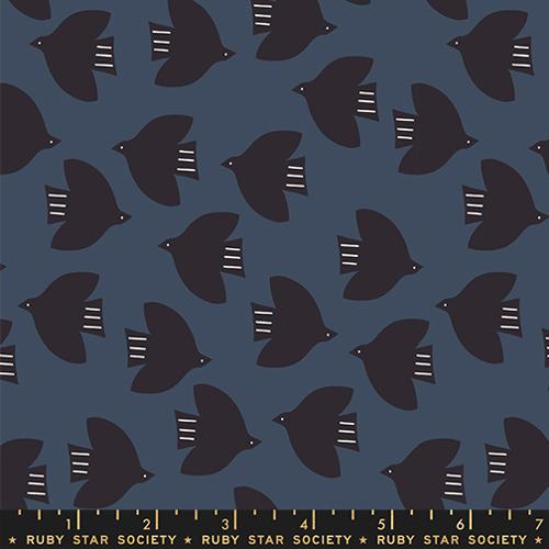 Catnap Birds Cotton Quilting Fabric - Smoke RS4135 14