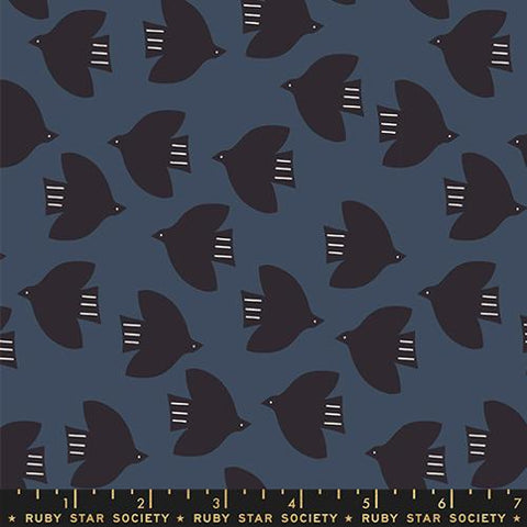 Catnap Birds Cotton Quilting Fabric - Smoke RS4135 14