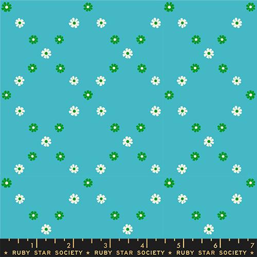 Best Day Ever Diamond Flowers Cotton Fabric - Dark Turquoise RS0107 16