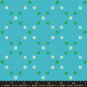 Best Day Ever Diamond Flowers Cotton Fabric - Dark Turquoise RS0107 16