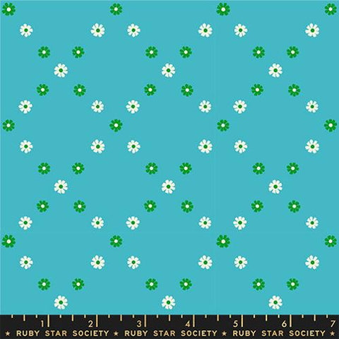 Best Day Ever Diamond Flowers Cotton Fabric - Dark Turquoise RS0107 16