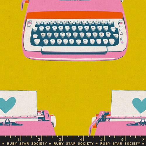 Best Day Ever Typewriters Linen Cotton Canvas Fabric - Golden RS0108 17L