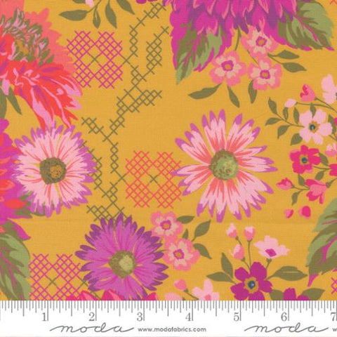 Parlor Happy Blooms Cotton Fabric - Dijon 11960 19