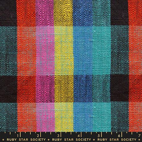Sunshine Picnic Plaid Toweling 16" Cotton Fabric - Black RS4142 11
