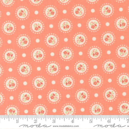 Sunbonnet Flower Dots Cotton Fabric - Coral 31762 41