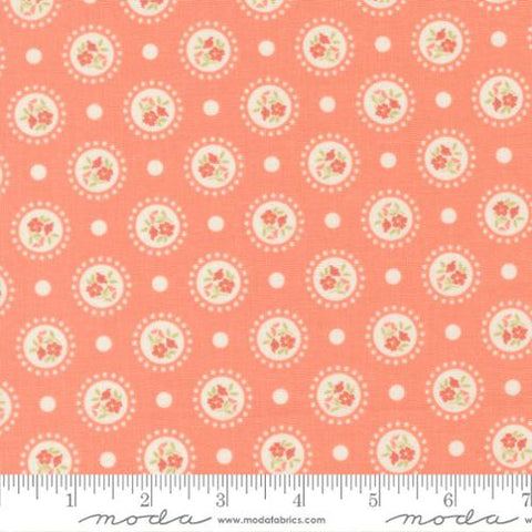 Sunbonnet Flower Dots Cotton Fabric - Coral 31762 41