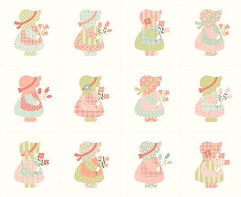 Sunbonnet Panel Cotton Fabric - Porcelain 31770 11