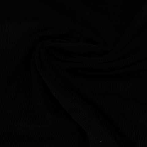 8 Wale Cotton Corduroy Fabric - Black