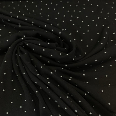 Stars Rayon Challis Fabric - Black