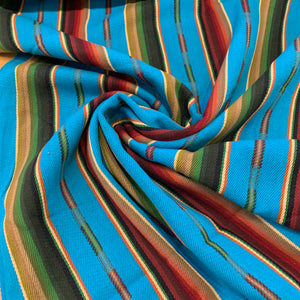 Mexican Style Cotton Heavy Weight Cotton Woven Fabric - Teal Green Orange and Maize